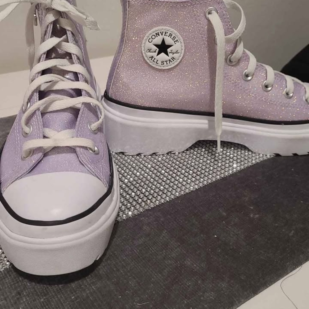 Converse Purple High-Top Sneakers with Canvas Upper Teens 7